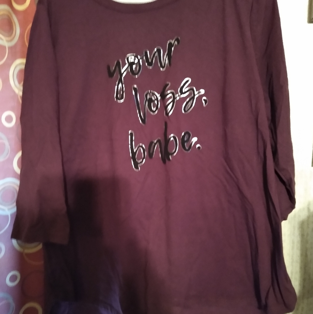 Lane Bryant 3/4 Sleeve Asymmetrical Tee